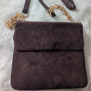 Vintage François Pinet Paris Chocolate Brown Suede Shoulder Bag